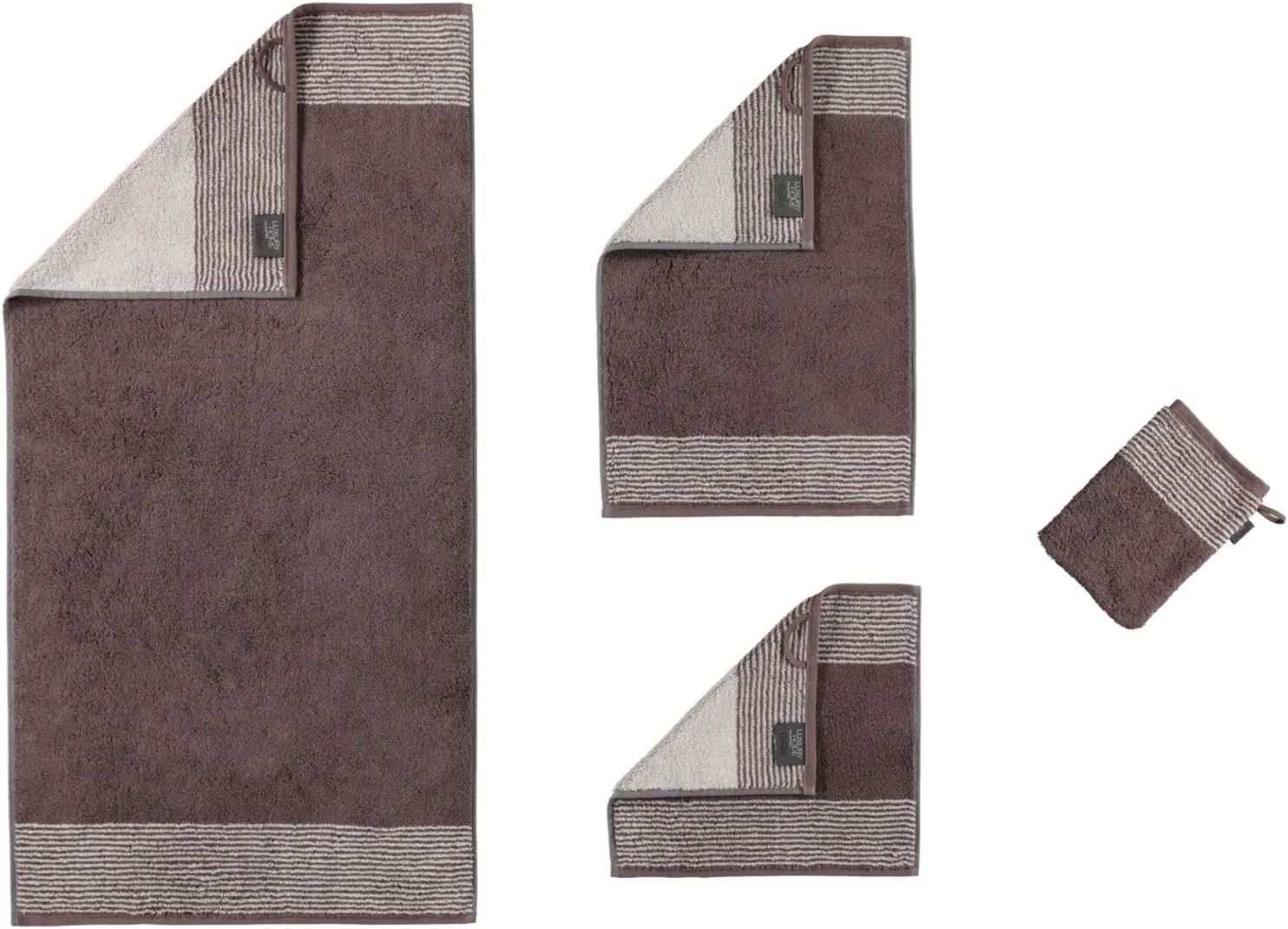 Махровое полотенце для душа Cawö Luxury Home Two-Tone, 80x150 см, Pepper - 37