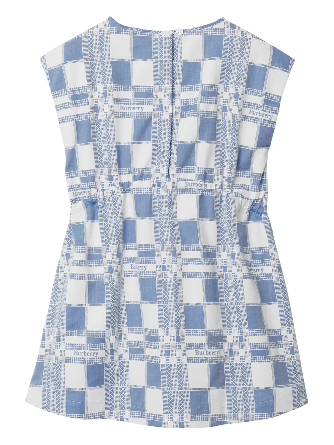 Платье с клетчатым узором и логотипом Burberry, синий — фото 2