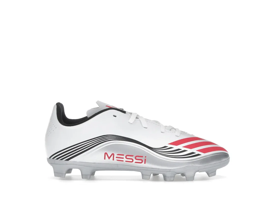 Детские бутсы FG/MG Adidas F50 Club Messi Prestig10 Pack, Cloud White Lucid Red Silver Metallic