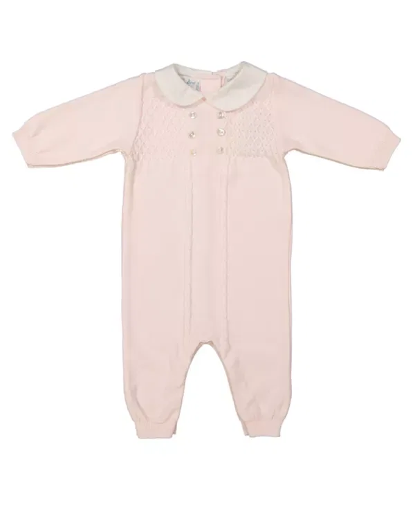 Детский комбинезон для девочек с длинным рукавом Diamond Lattice Knit Longall Feltman Brothers, розовый