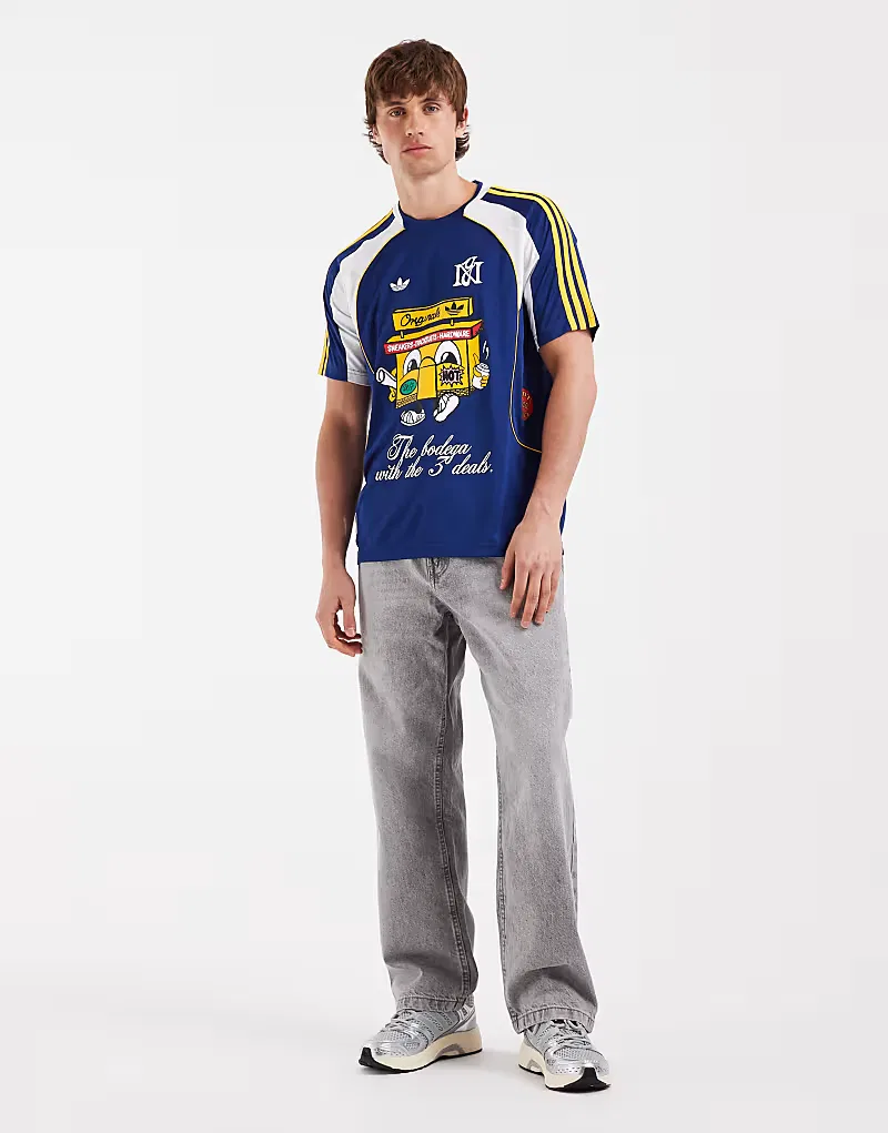Футболка Adidas Originals Jersey с графическим принтом, темно-синяя — фото 2