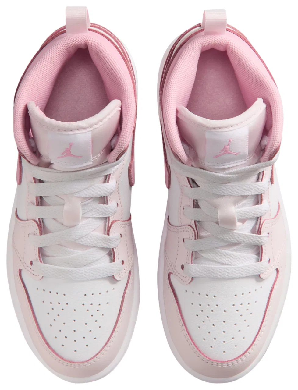 Кроссовки для девочек AJ 1 Mid Jordan, цвет White/Pearl Pink/Medium Soft Pink — фото 4