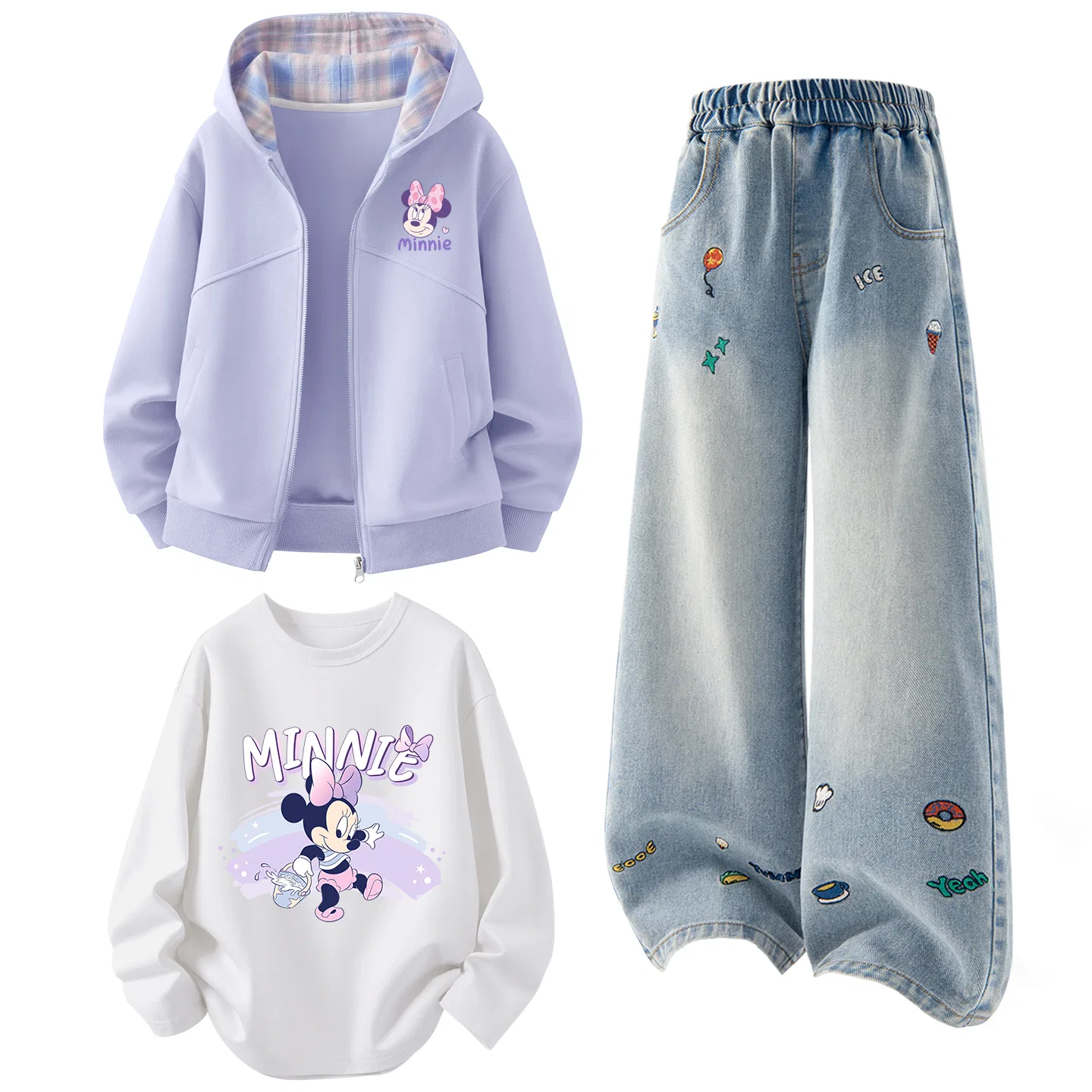 Детский спортивный комплект с капюшоном Disney, Dini Knot K Twilight Mountain Purple+Solid Color Denim Blue+Dini Knot K White — фото 4