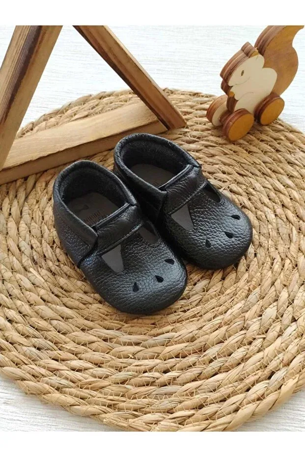 Детские мокасины из натуральной кожи Minibiri, Black — фото 3