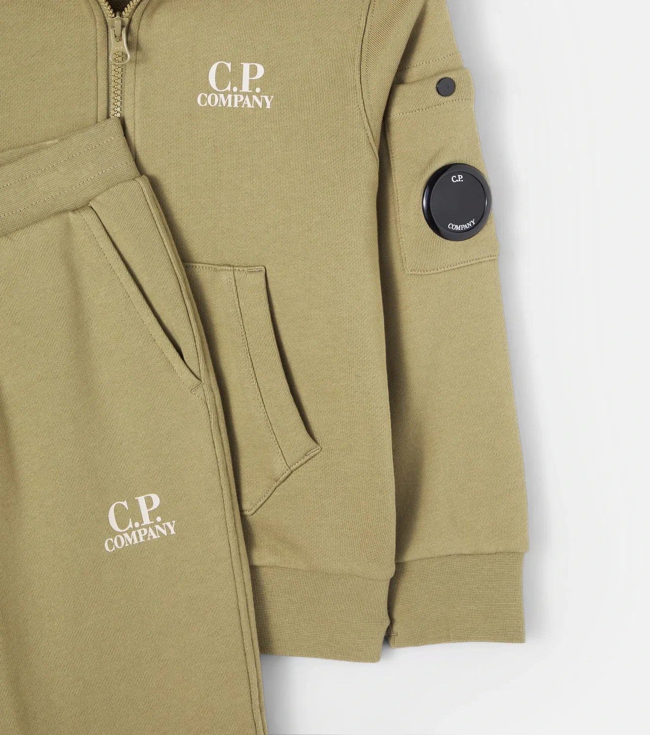 Комплект свитшота и спортивных брюк из хлопкового джерси C.P. Company Kids, Dried Herb Green — фото 3