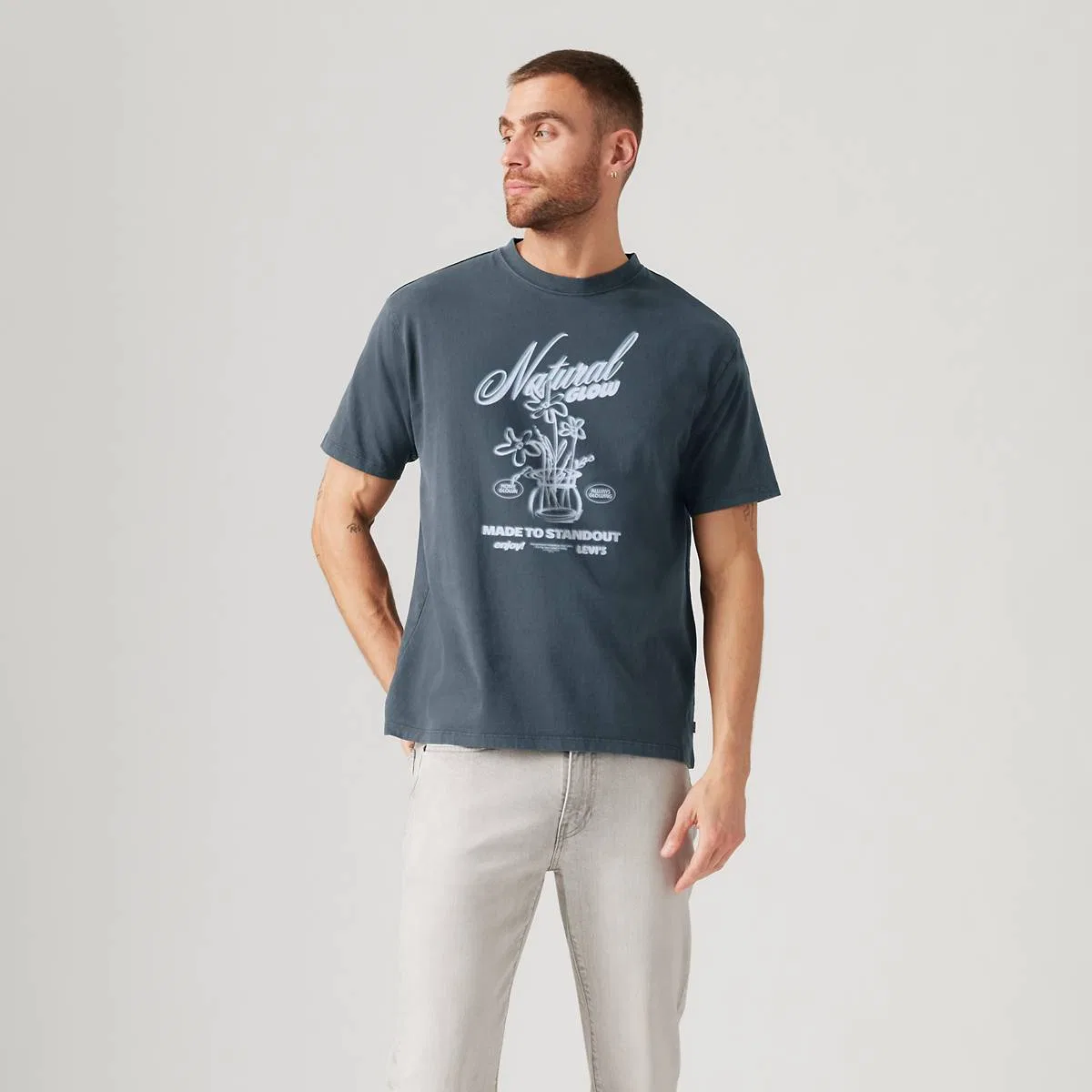 Винтажная футболка с графическим принтом Levi's, Natural Glow Dark Slate - Blue — фото 3