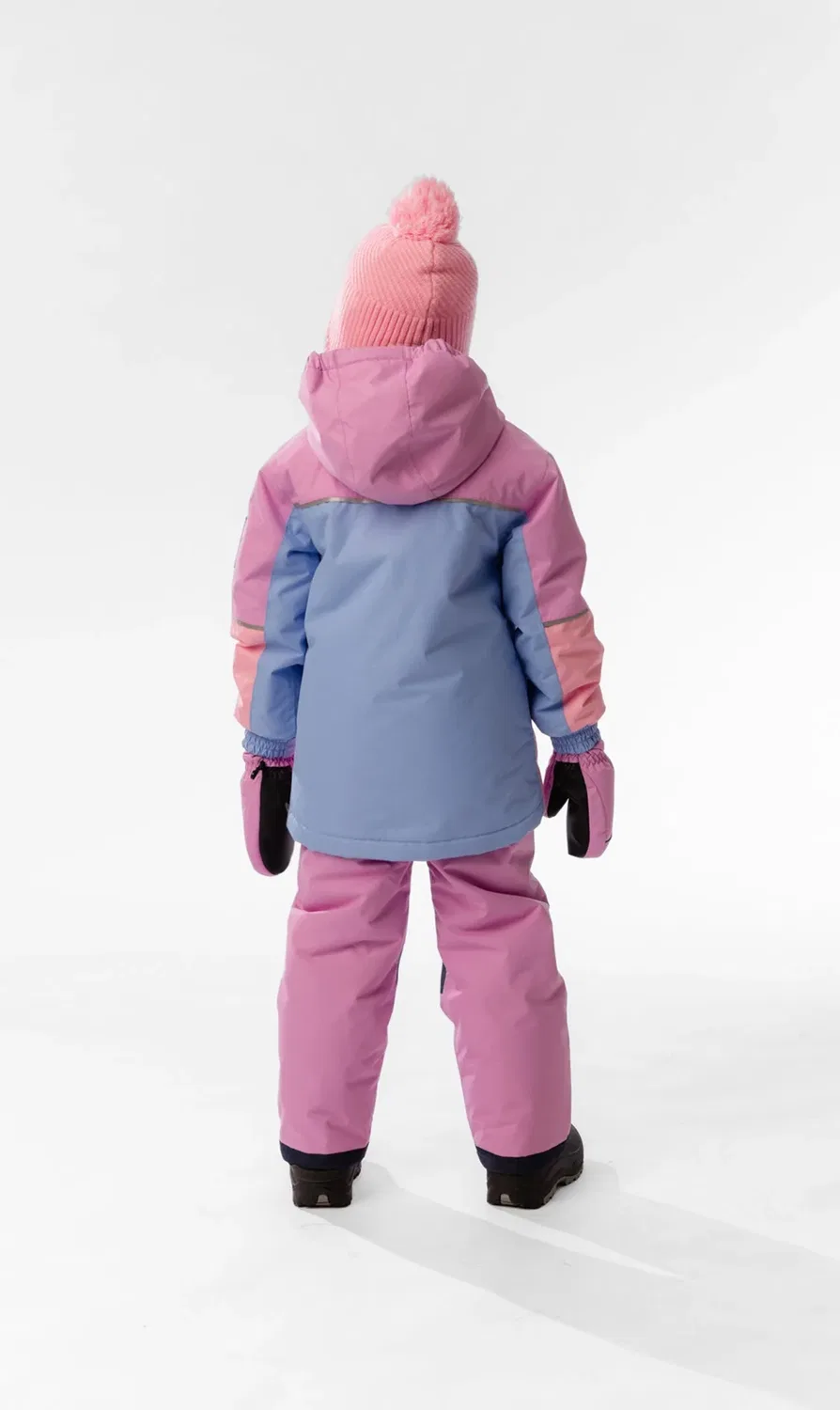 Детский комбинезон-двойка для девочек утепленный с капюшоном Deux par Deux, Pink Blue and Mauve — фото 3
