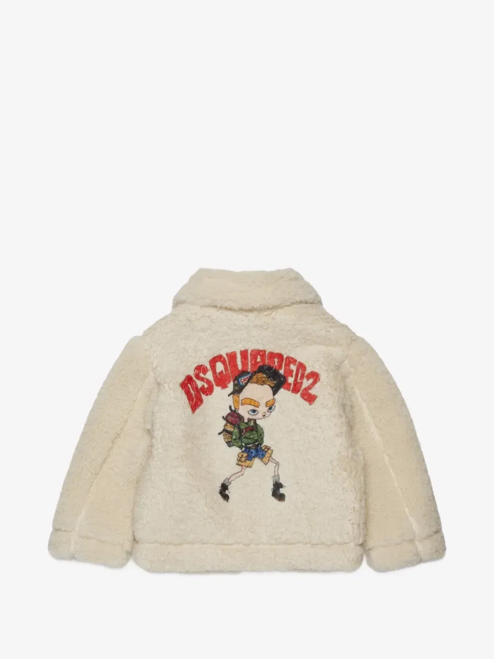 Куртка из искусственного меха с графичным принтом Dsquared2 Kids, бежевый — фото 2