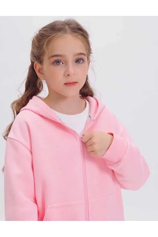 Детский кардиган для девочек с капюшоном Bebeğime Çorap, Pink — фото 4