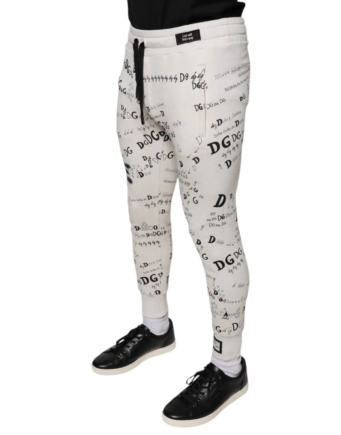Мужские спортивные брюки с принтом и логотипом Jogger Pants Dolce & Gabbana, White — фото 3