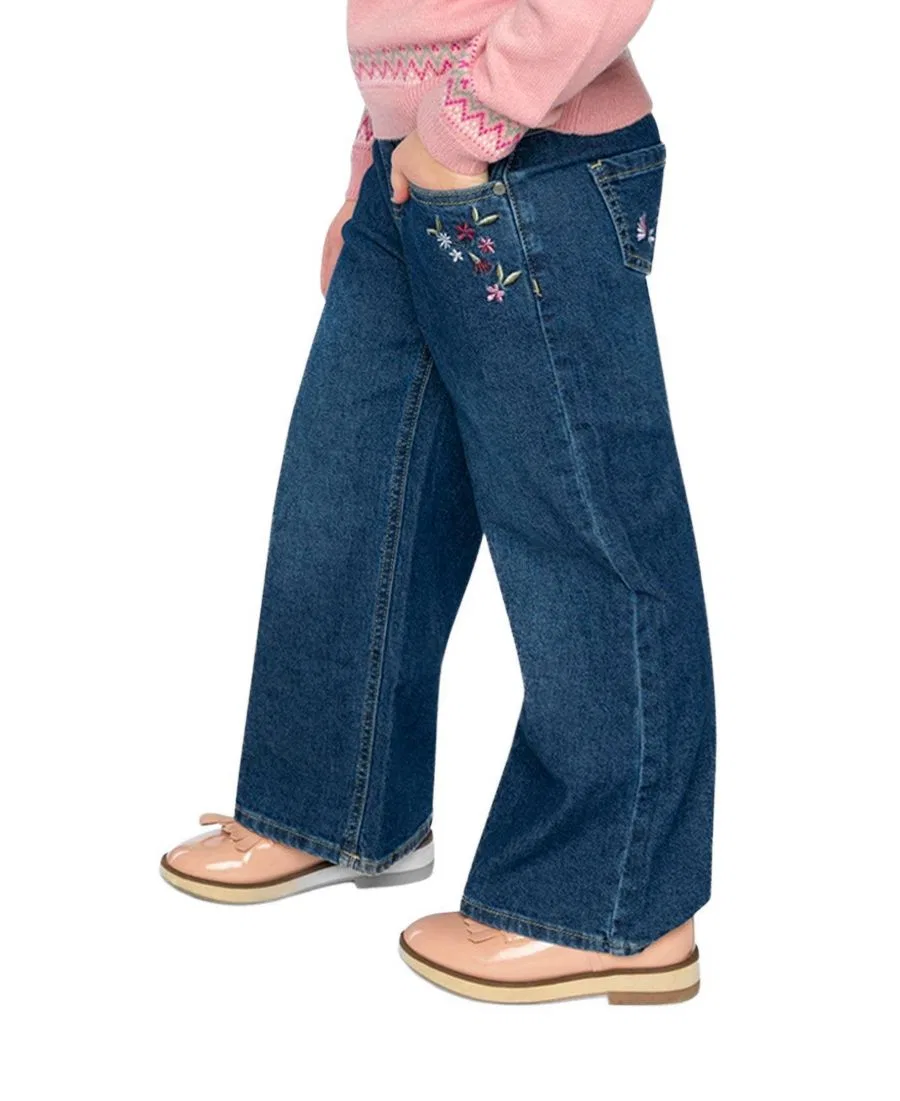 Детские джинсы свободного кроя с вышивкой Soft Poetry Deux par Deux, Light Blue Denim — фото 3