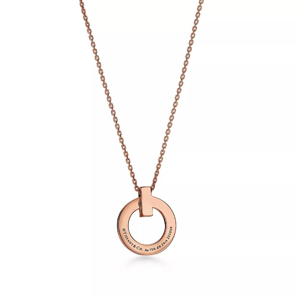 Кулон с цепочкой Tiffany & Co. TI Narrow Circle Pave, розовое золото с бриллиантами — фото 2