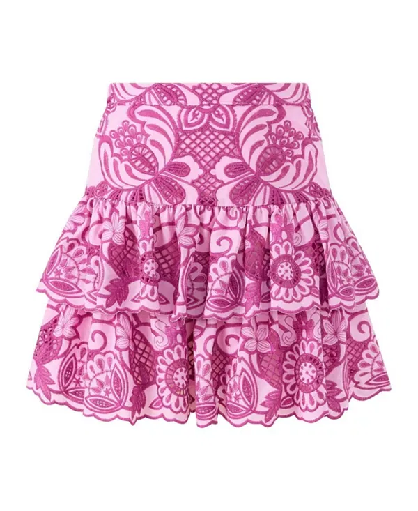 Детская юбка для девочек с вышивкой Alora Embroidered Frill Mini Skirt Marlo Kids, Cherry