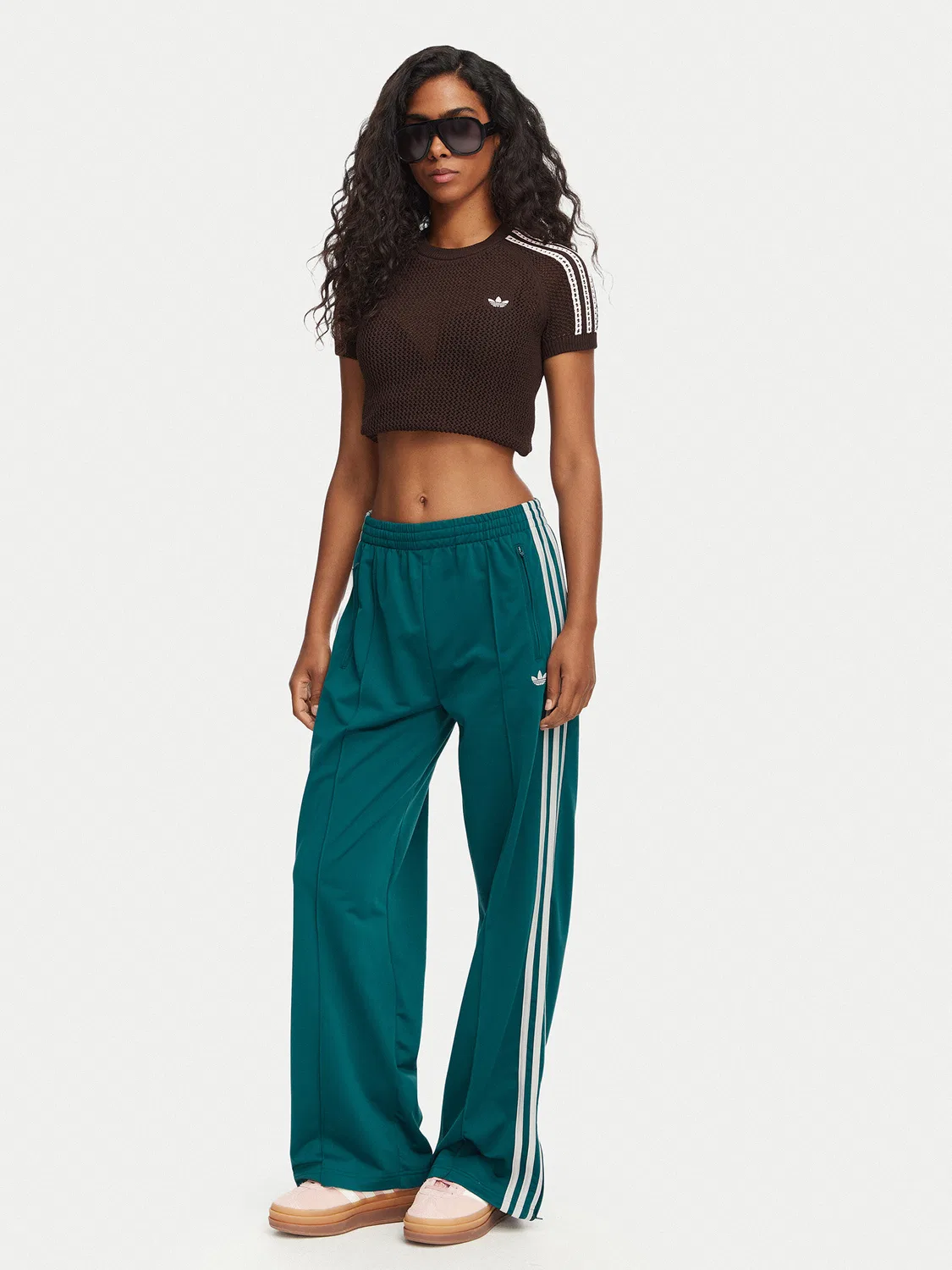 Женские спортивные брюки свободного кроя Firebird Loose Tracksuit Adidas, бирюзовый — фото 2