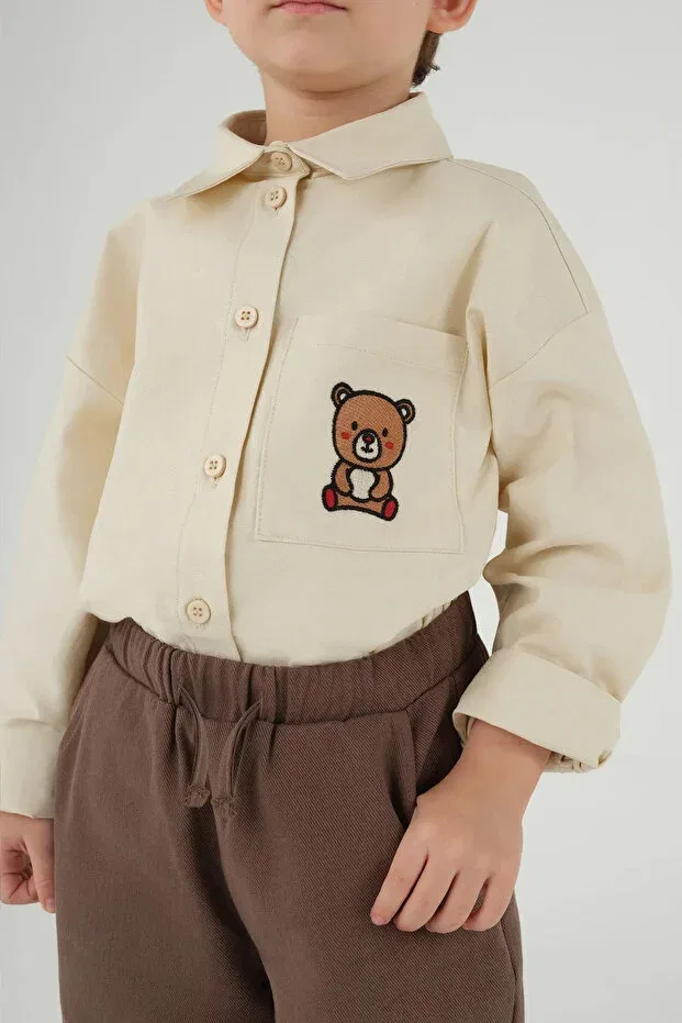 Детская рубашка для мальчиков с вышивкой Mioma Kids, White — фото 2