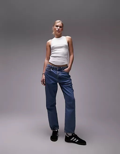 

Топ Topshop Ribbed With A Boxy Cut, белый