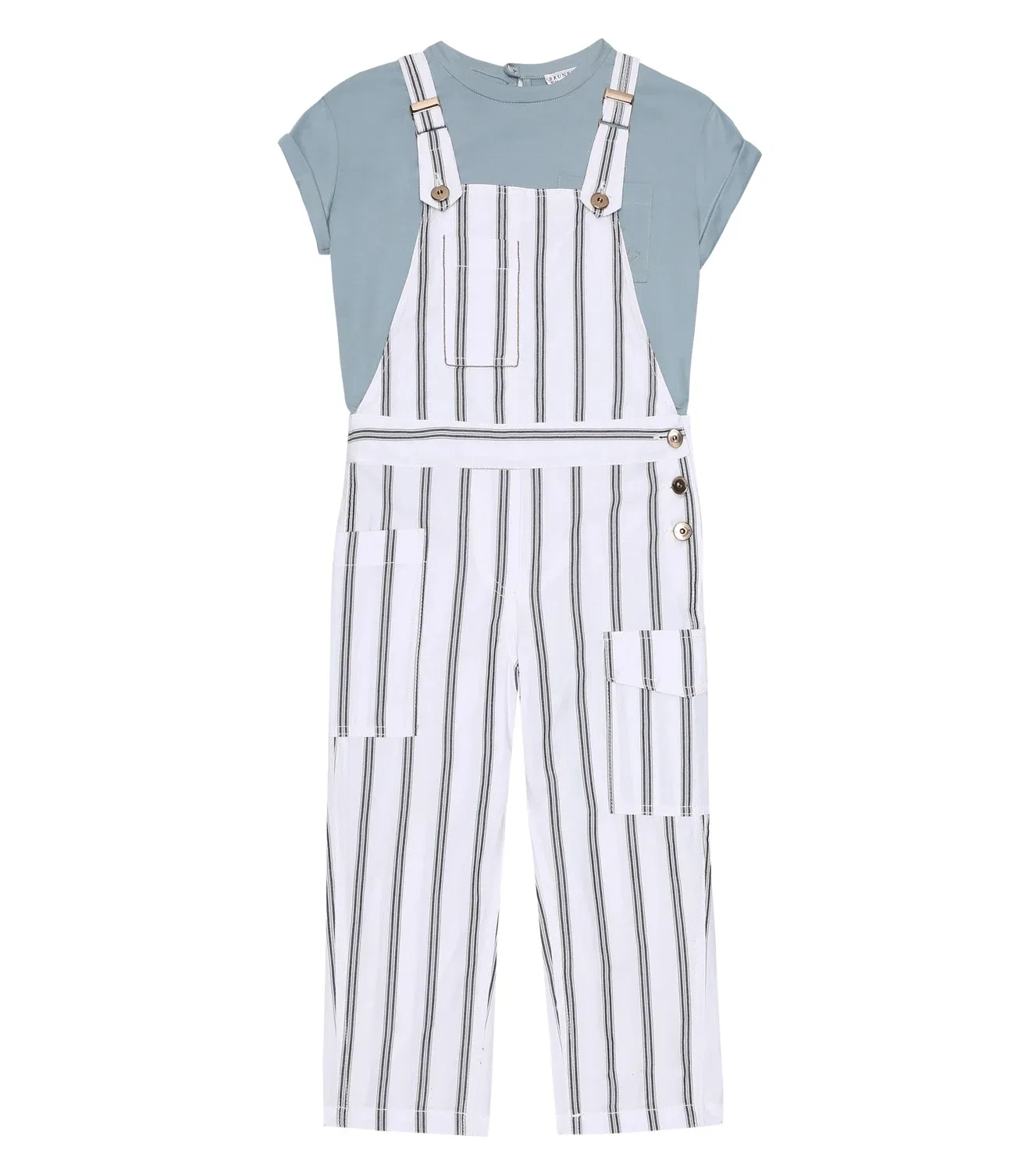 Комбинезон хлопковый Brunello Cucinelli Kids, белый — фото 2