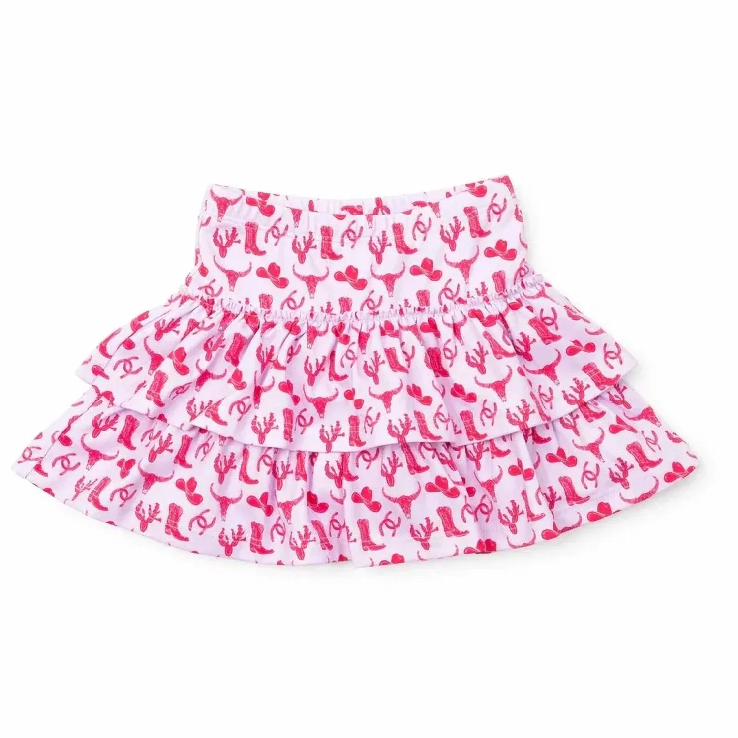 Детская юбка ярусная с принтом Maggie Wild West lila + hayes, Hot Pink — фото 2