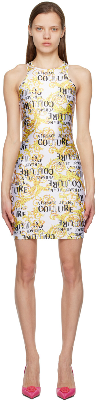 

Белое мини-платье с рисунком Versace Jeans Couture, Белый, Белое мини-платье с рисунком Versace Jeans Couture
