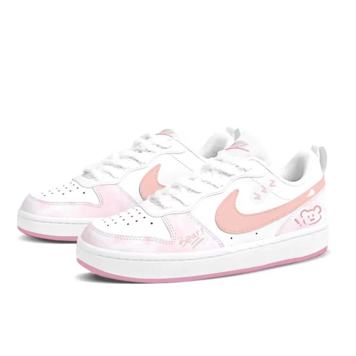 Детские кеды для скейтбординга с дизайном Strawberry Bear Nike, Mist Peach Pink — фото 4