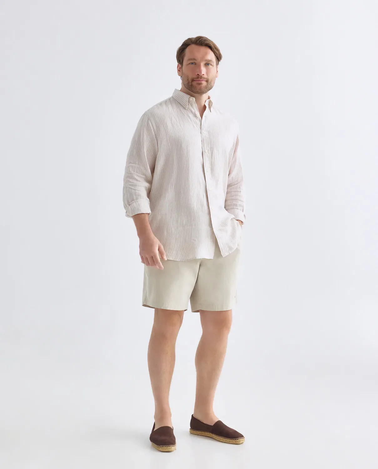 Мужская рубашка с длинным рукавом из льна Big & Tall Polo Ralph Lauren, Kaki — фото 2