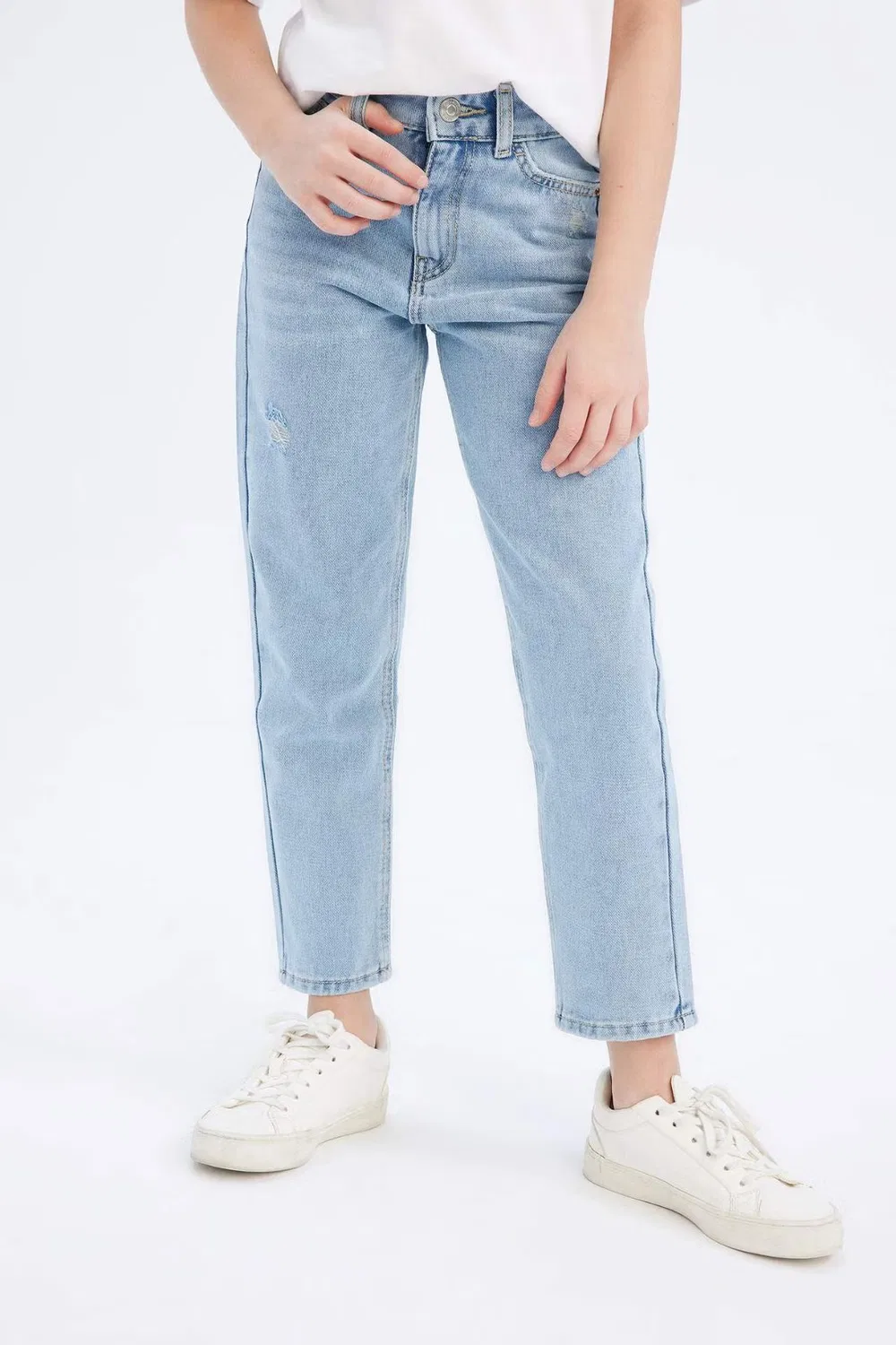 Джинсы Mom Fit хлопковые стандартные Defacto, синий — фото 4