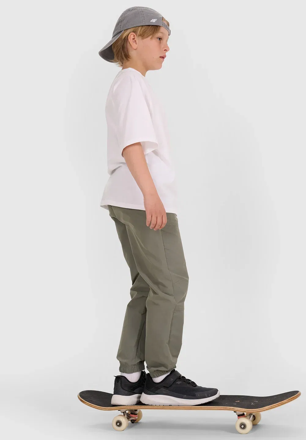 Футболка oversize gładki chłopięcy - biały 122 (6-7 лат) - базовая футболка 4F, White — фото 4