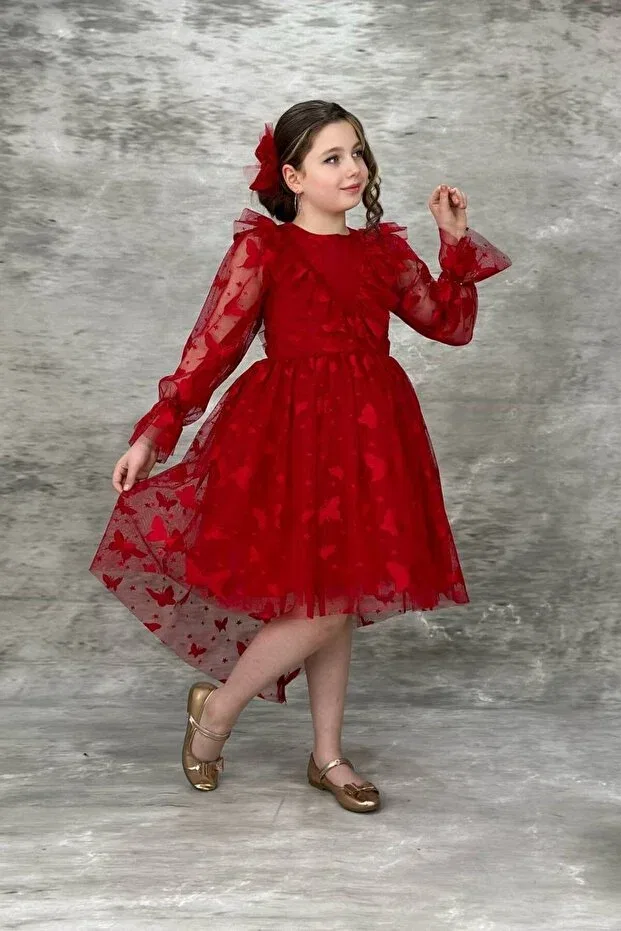 Детское платье для девочек кружевное Abiyekids, Red