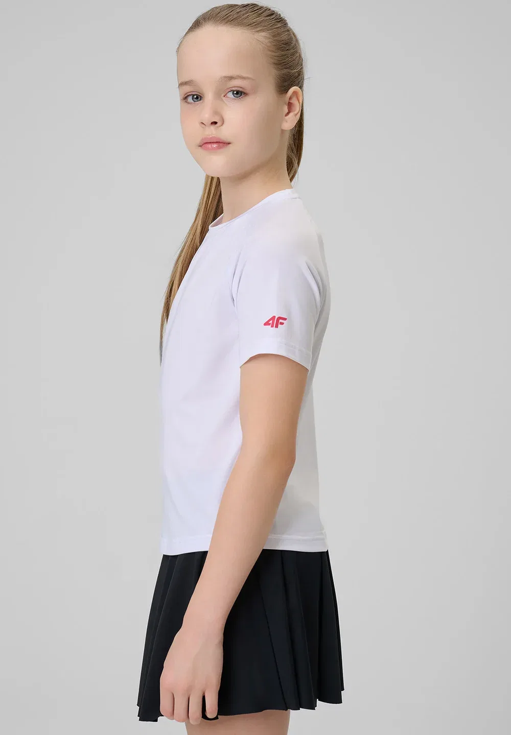 Koszulka sportowa szybkoschnąca dziewczęca - biała 134/140 (8-10 лат) - спортивная футболка 4F, White — фото 4