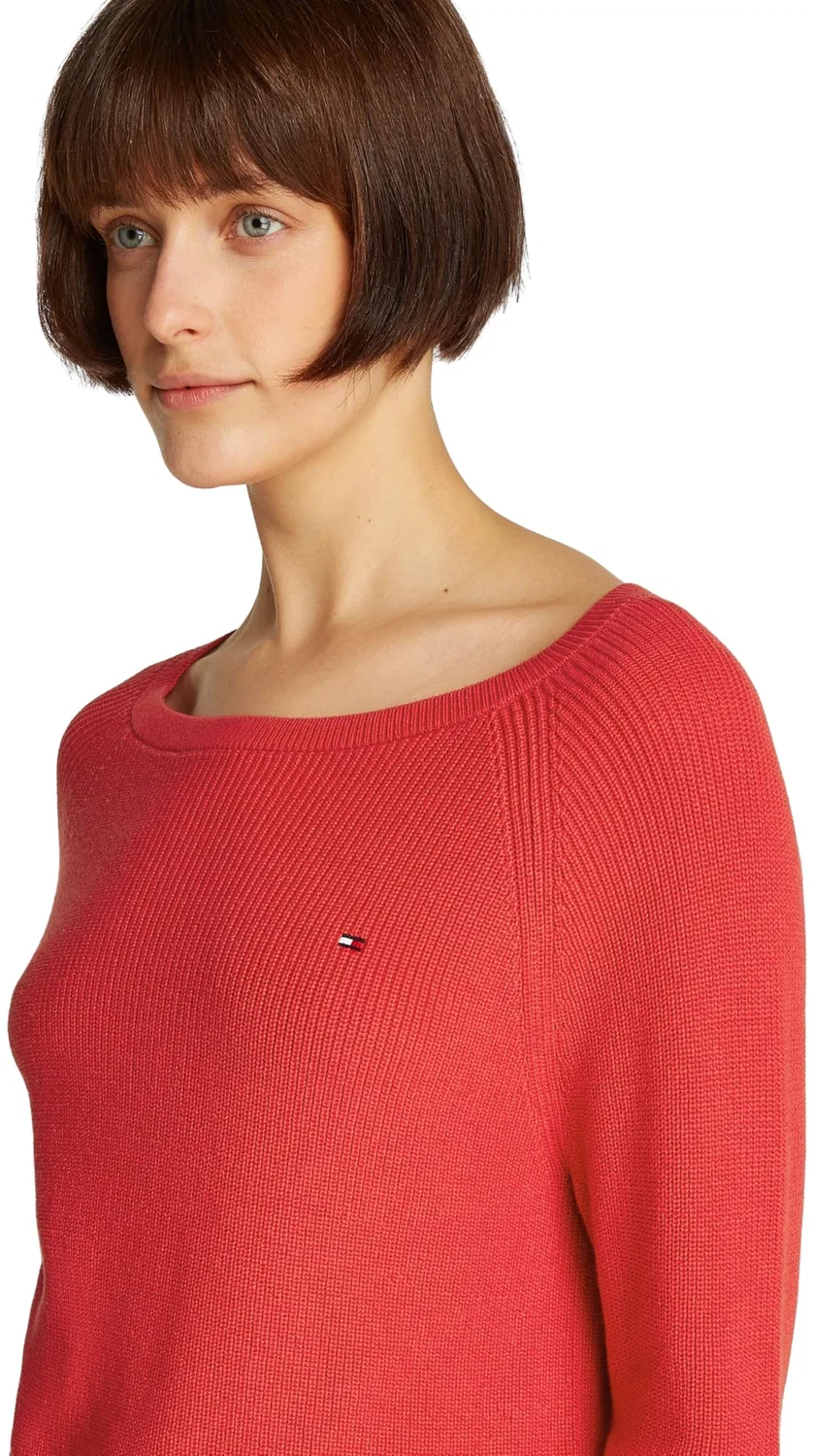 Женский джемпер с длинным рукавом CO Cardi FINE GG LS Boat-NK Swt Tommy Hilfiger, Red (Primary Red) — фото 3