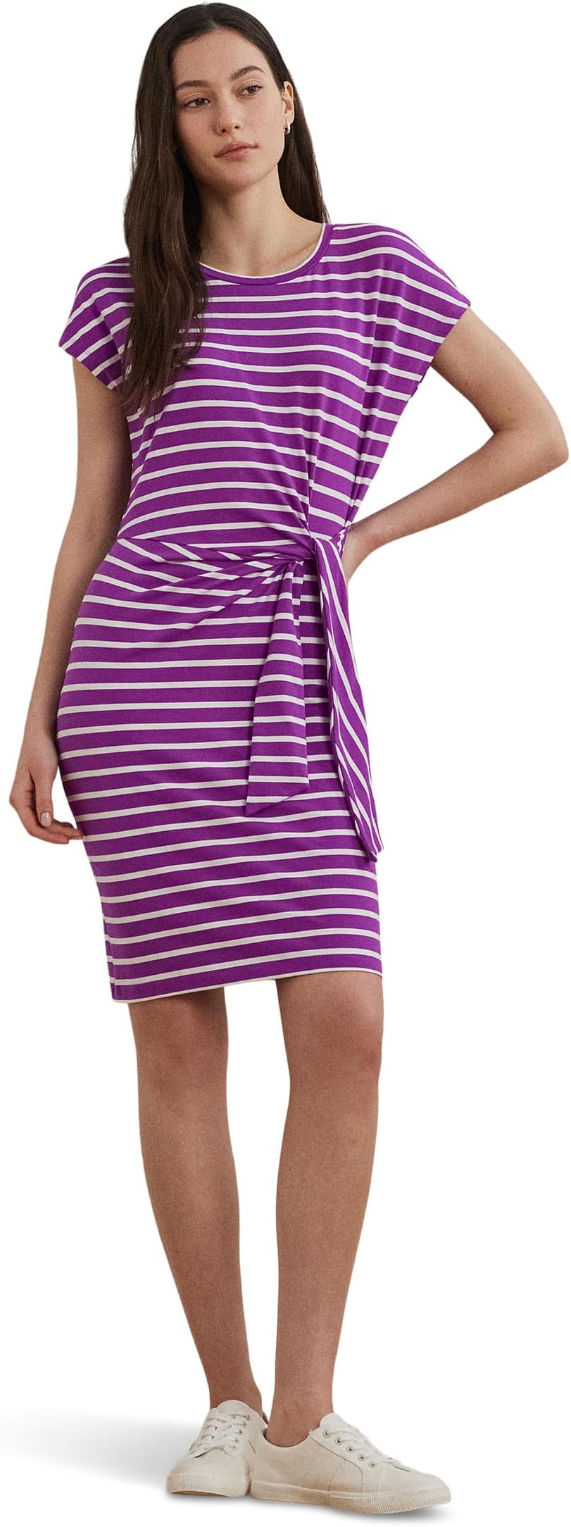 

Платье Lauren Ralph Lauren Striped Tie-front Jersey Dress, цвет Purple Dawn/White