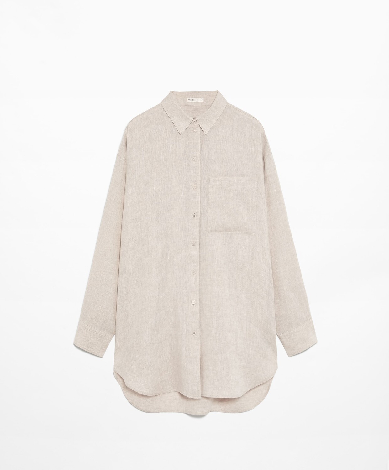 

Рубашка Oysho Oversize Long Sleeved Linen, светло-бежевый