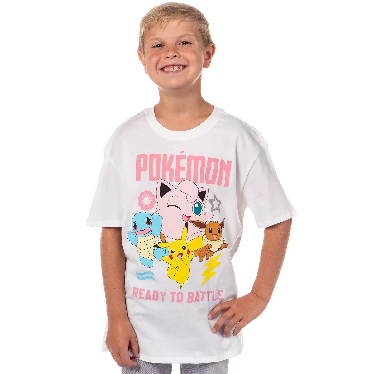 Детская футболка с принтом Pokemon Ready to Battle Gen 1 Pokemon Character Kids, White