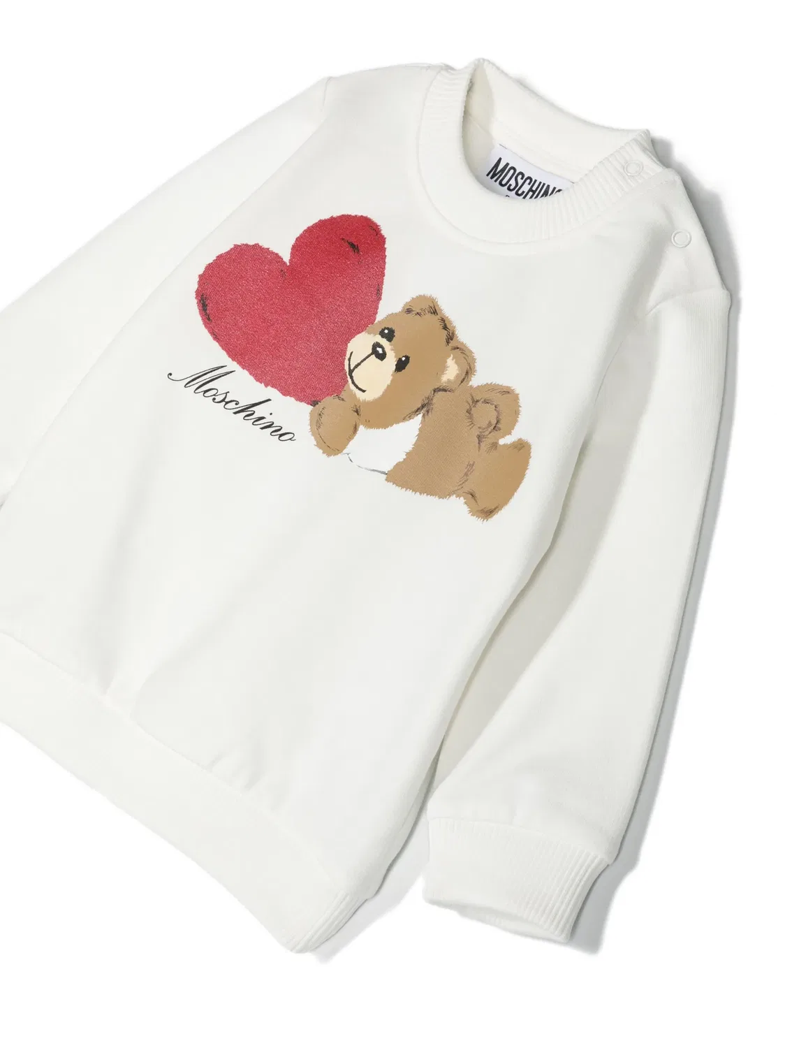 Свитшот с принтом логотипа и дизайном медведя Moschino, белый — фото 2