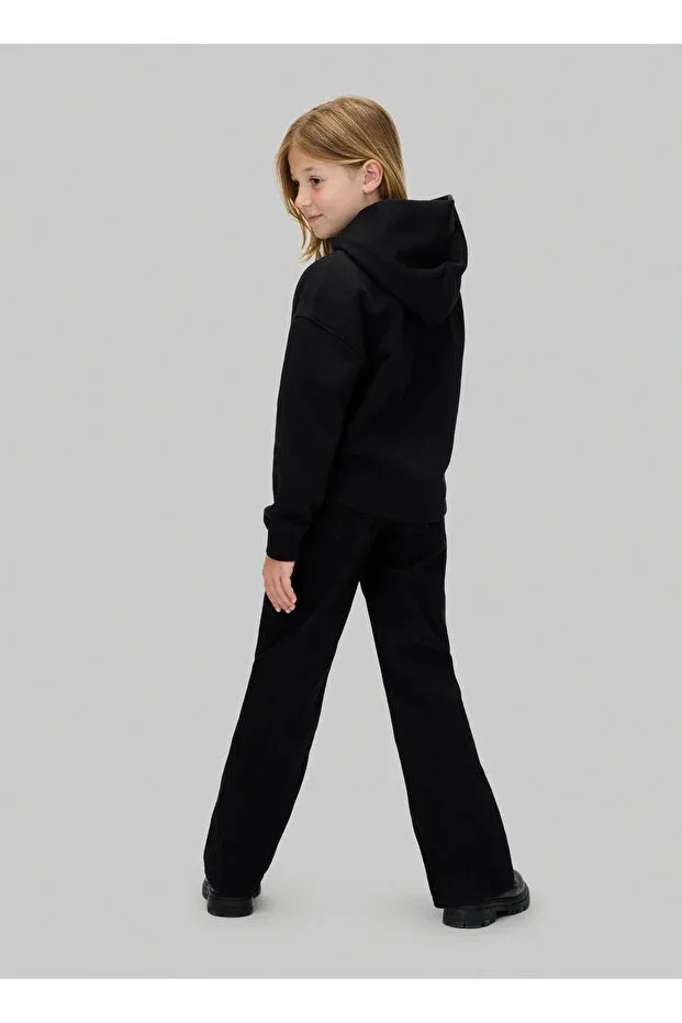 Детское худи для девочек с принтом Calvin Klein, Black — фото 4