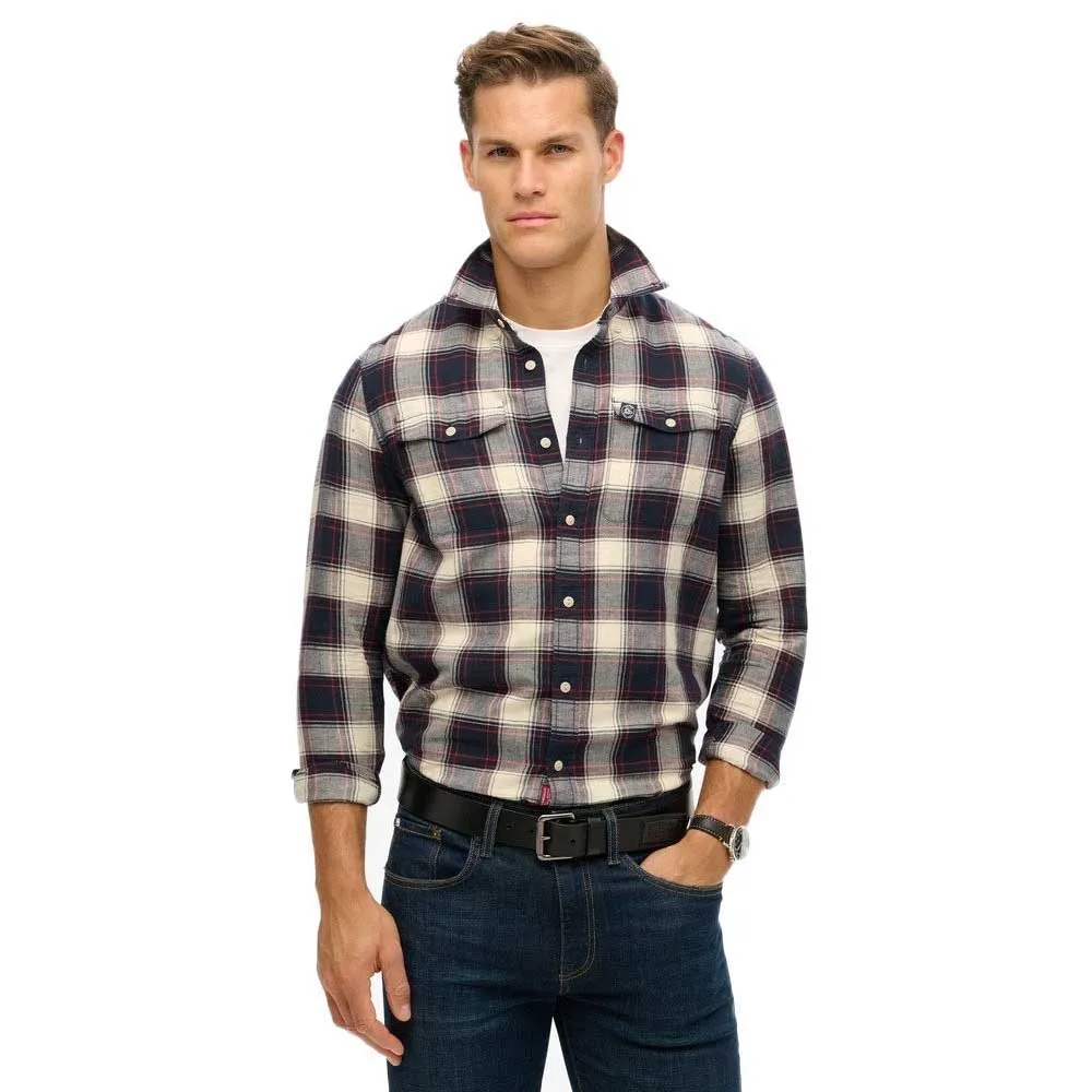 

Рубашка Superdry Merchant Linen Check, синий