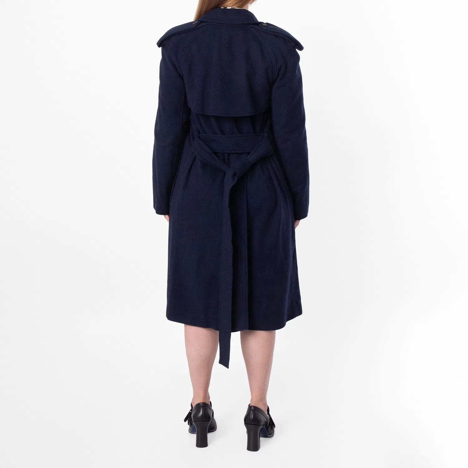 Пальто-тренч из кашемира с поясом Cashmere Wrap Belted Trench Coat Burberry, Navy — фото 3