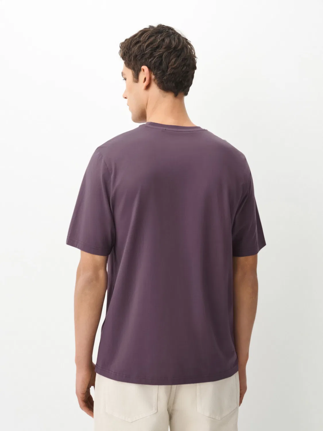 Next Хлопковая футболка обычного кроя с круглым вырезом Purple Grape Essential — фото 3
