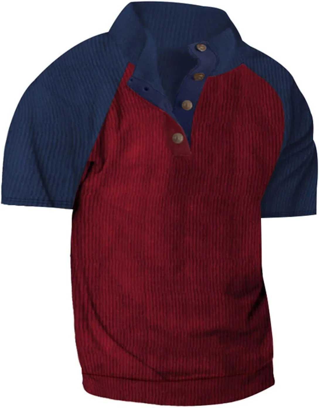 Мужская свободная футболка с воротником-стойкой Corduroy, Wine — фото 2