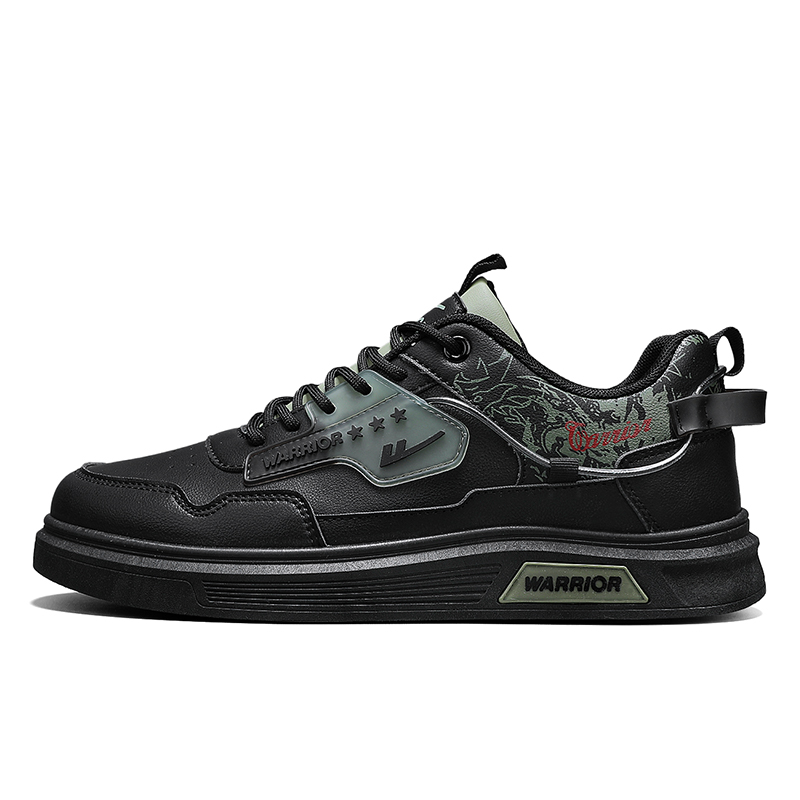 

WARRIOR Кроссовки для скейтбординга мужские low top, черно-зеленые, с амортизацией, защитой от истирания и поддержкой баланса