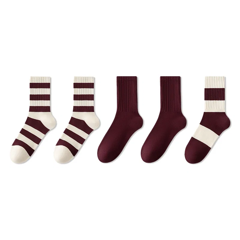 Детские носки 5 штук в наборе MINISO, 2 Wide Bars+2 Ancora Red+1 Multicolor Single Stripe