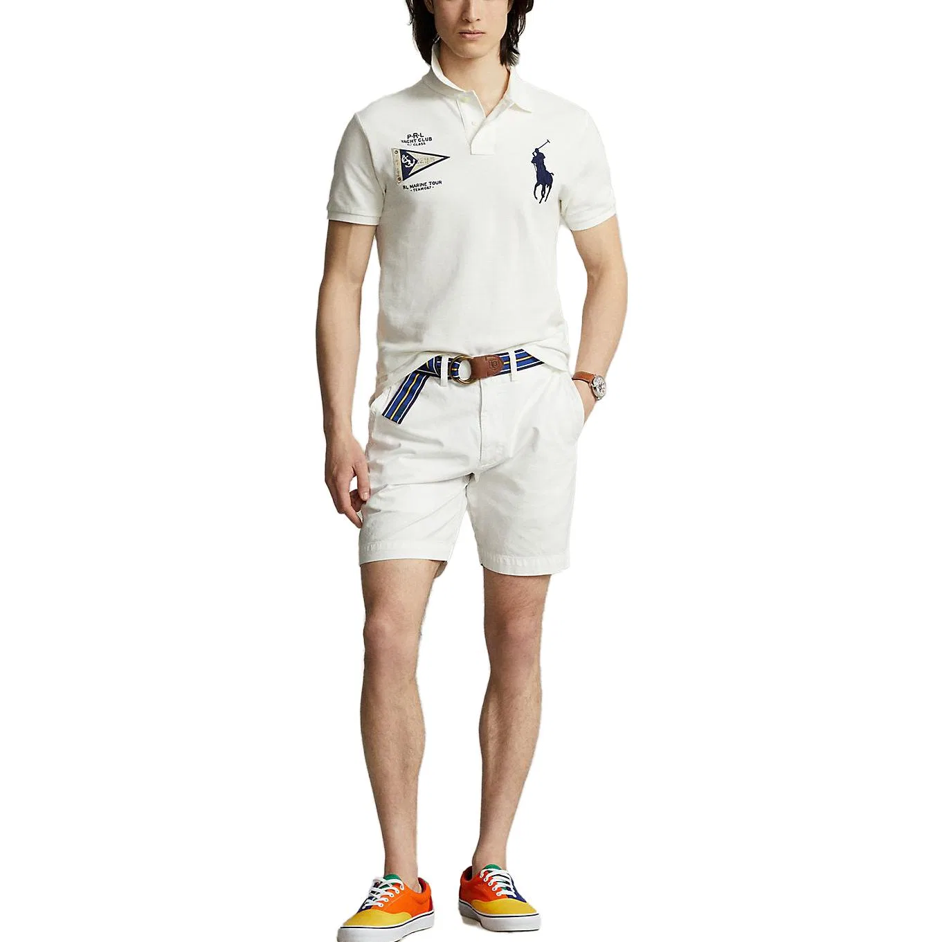 Мужское поло с коротким рукавом Polo Ralph Lauren Big Pony SS23, White — фото 4