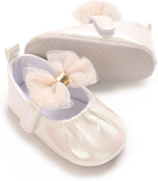 Детские туфли Мэри Джейн для девочек Bowknot Princess Purepips, White — фото 2