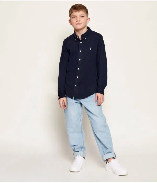 Детская рубашка с длинным рукавом Polo Ralph Lauren, Blu Marino — фото 2