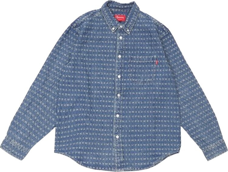 

Рубашка Supreme Jacquard Logos Denim Shirt 'Blue', синий