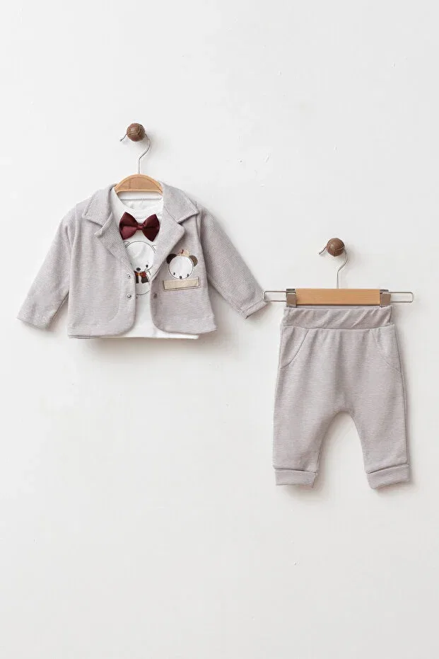 Детский комбинезон для новорожденных с принтом Yukobaby Bebeğiniz Için En Doğalı, Gray
