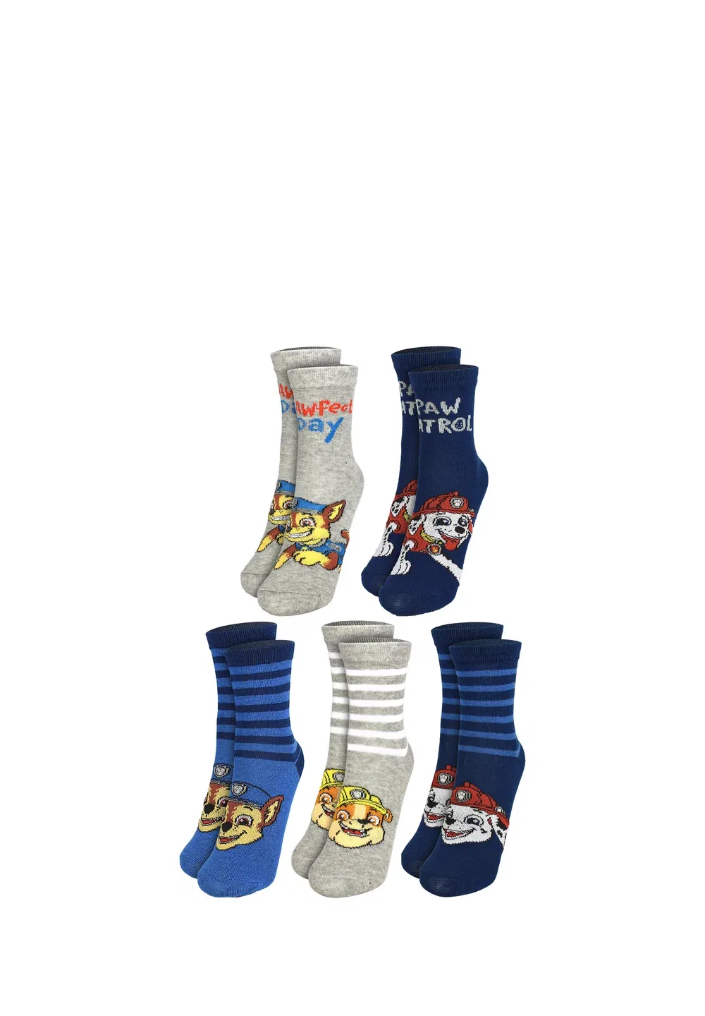 5Er pack socken chase, marshall rubble kindersocken söckchen - socks Paw Patrol, Blau Grau