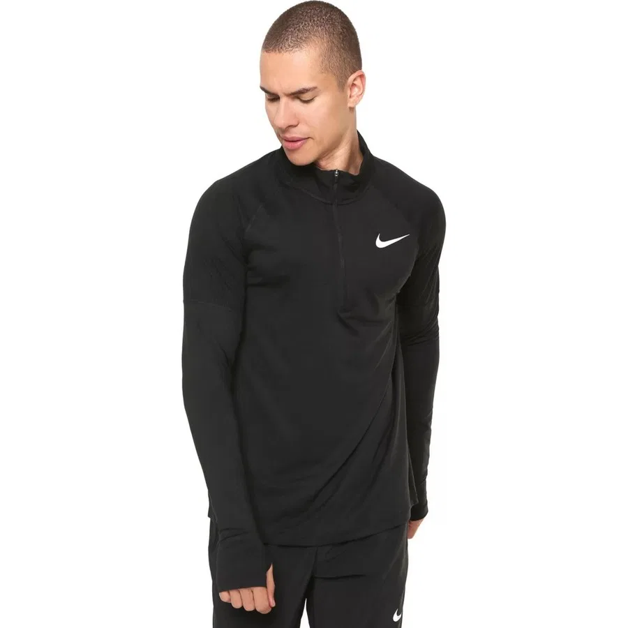 Мужская тренировочная куртка с полузамком модель Dri-Fit Element Running, Nike, Черный — фото 4