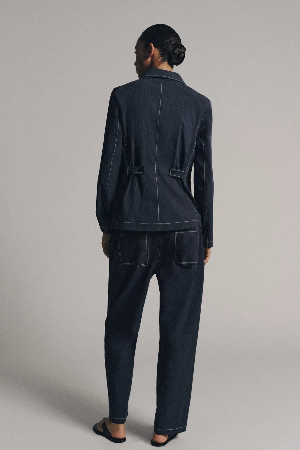 Брюки с декоративной строчкой из коллекции ZW ZARA, Blue/Grey — фото 3