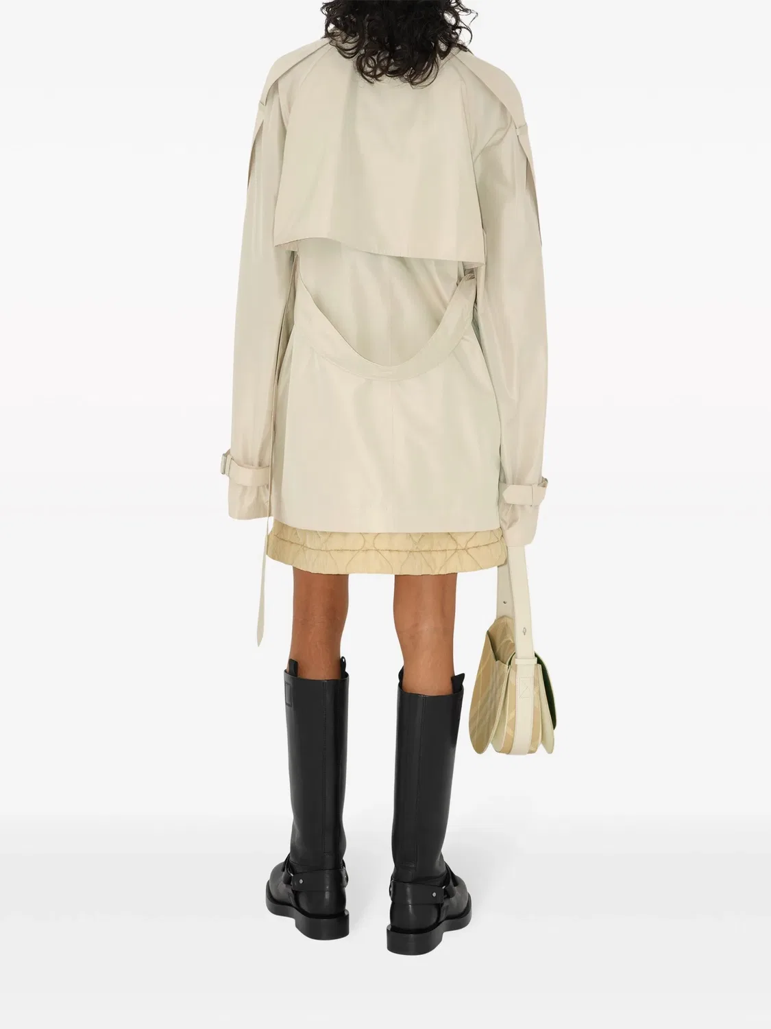 Короткий шелковый тренч Burberry, светло-бежевый — фото 3